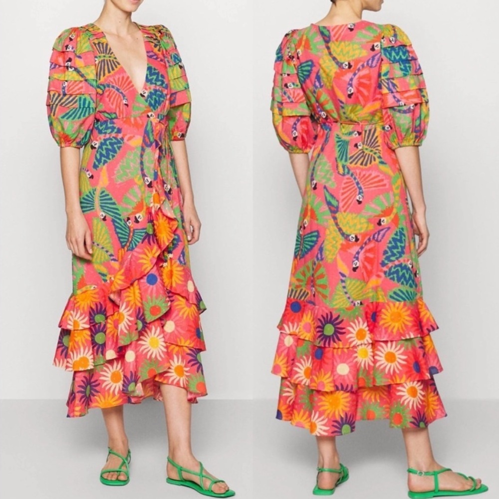 NWT FARM Rio Colorful Wrap Dress, Size XS - Picture 5 of 8